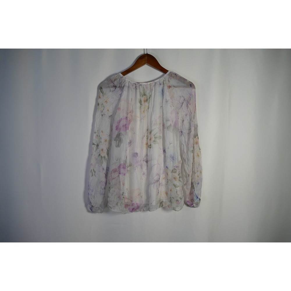 Viola Borghi Women Floral Made in Italy Silk Top Size S Dainty Romantic Ethereal - Picture 5 of 11